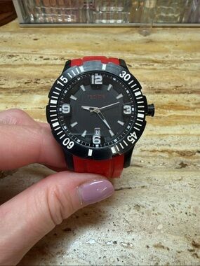 Redline Red and Black Silicone Strap Watch